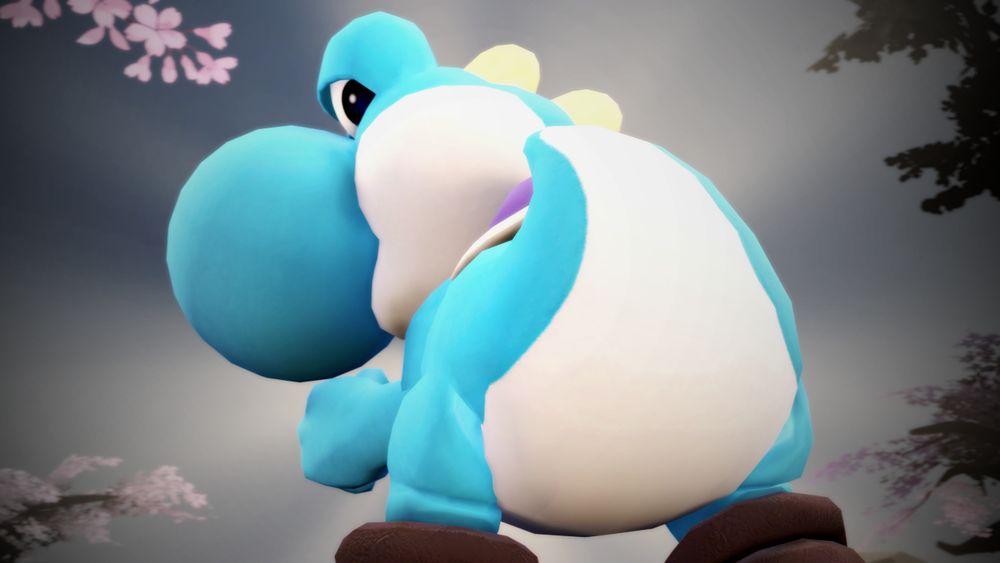 Another render of a cyan yoshi's butt!