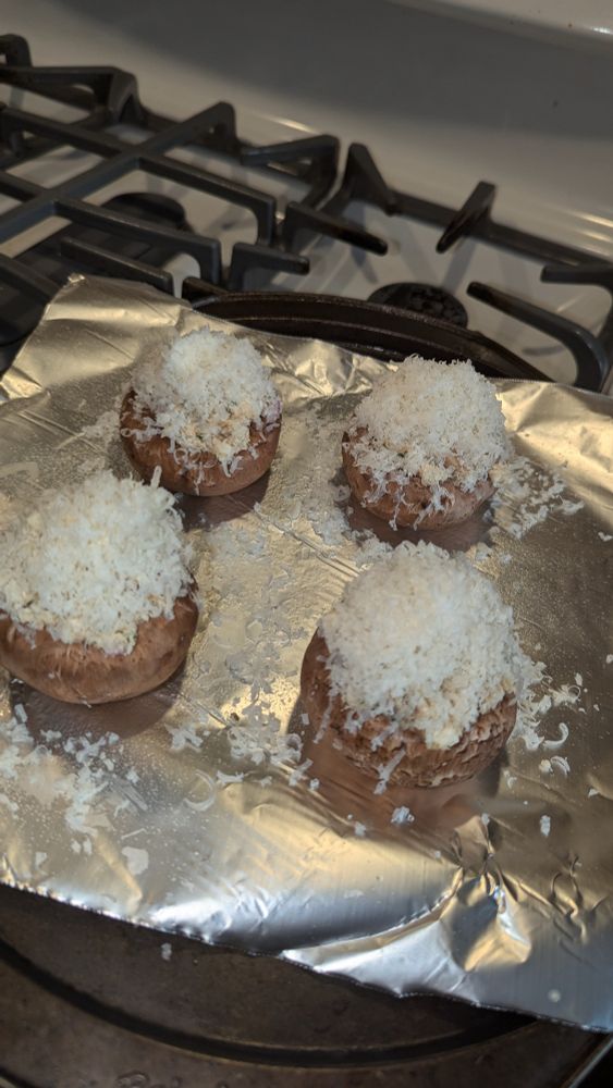 Unbaked stuffed mushrooms