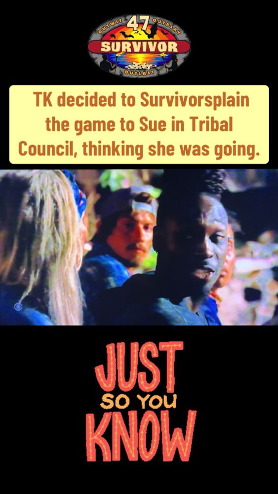 TK decided to Survivorsplain the game to Sue in their first Survivor 47 Tribal Council. She just sat and listened because she knew what was about to happen! #Survivor47 #Survivor #TribalCouncil #Reali...