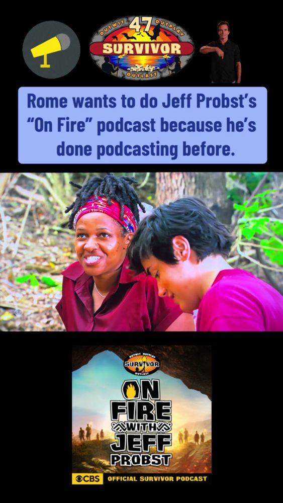 Rome talked about a lot of things in Survivor 47 Episode 2, including that he wants to be on Jeff Probst’s “On Fire” podcast because he’s done podcasting before. The look axtusl Survivor podcaster Ays...