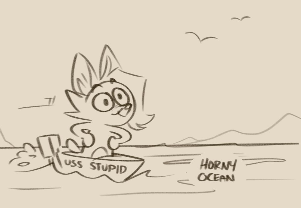 Baphy sailing the Horny Ocean in the USS Stupid