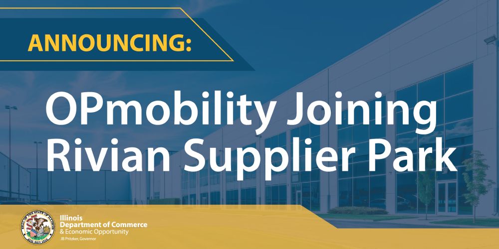 Image of manufacturing plant: ANNOUNCING 
OPmobility Joining Rivian Supplier Park