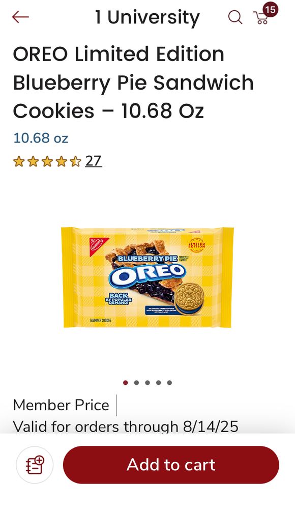 Limited edition, blueberry pie Oreos