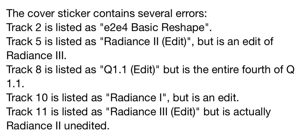 A list of errors on the cover art tracklist for Basic Channel's BCD from Discogs