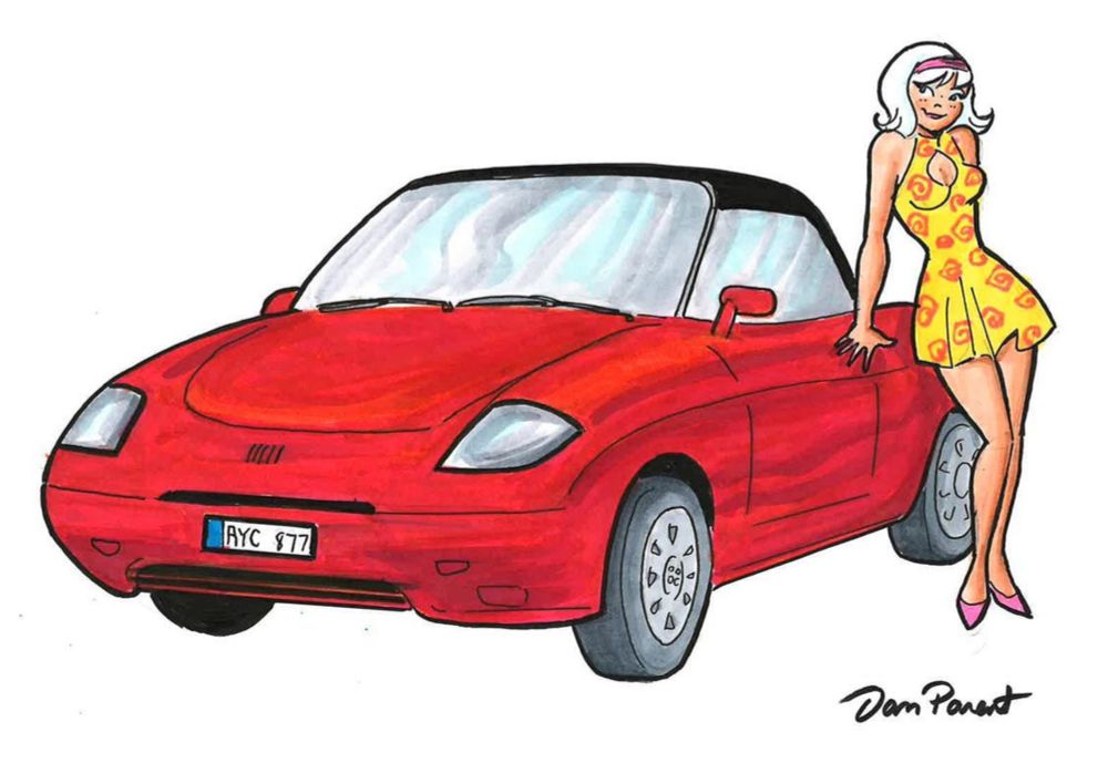 Sabrina the Teenage Witch & Fiat Barchetta, in Karl-Erik Lindkvist's Parent, Dan Comic Art Gallery Room