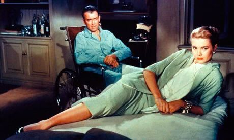 James Stewart and the elegant Grace Kelly in Hitchcock’s Rear Window