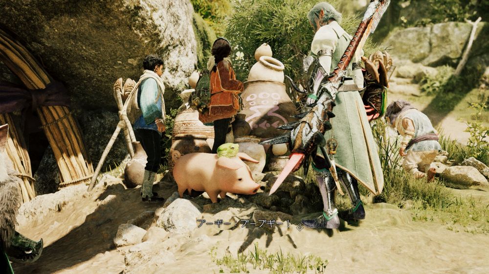 モンハンワイルズの交わりの峰・スージャにいるプーギーと出会ったハンター