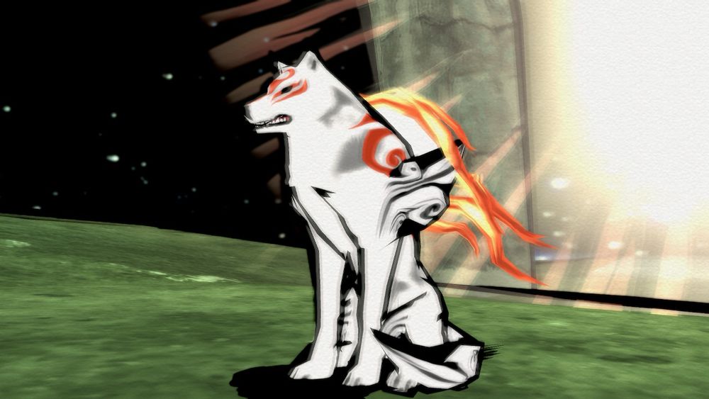 大神絶景版。お座りする大神アマテラス。