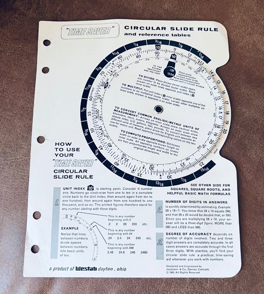 Paper-based circular slide rule.