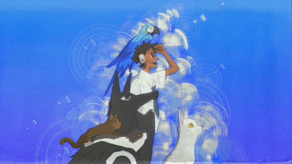 Painting of a screenshot from the anime "Sonny Boy" 
