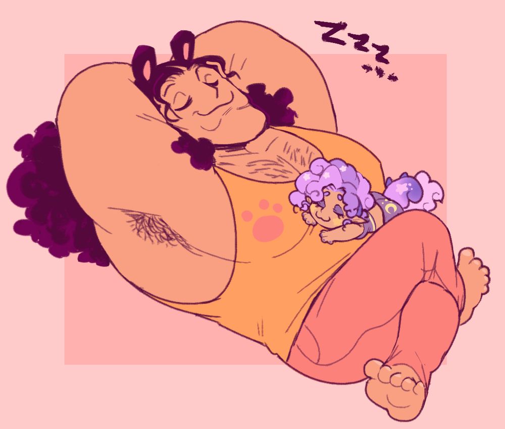 Bartholomew Kuma and my OC Starbii sleeping together 