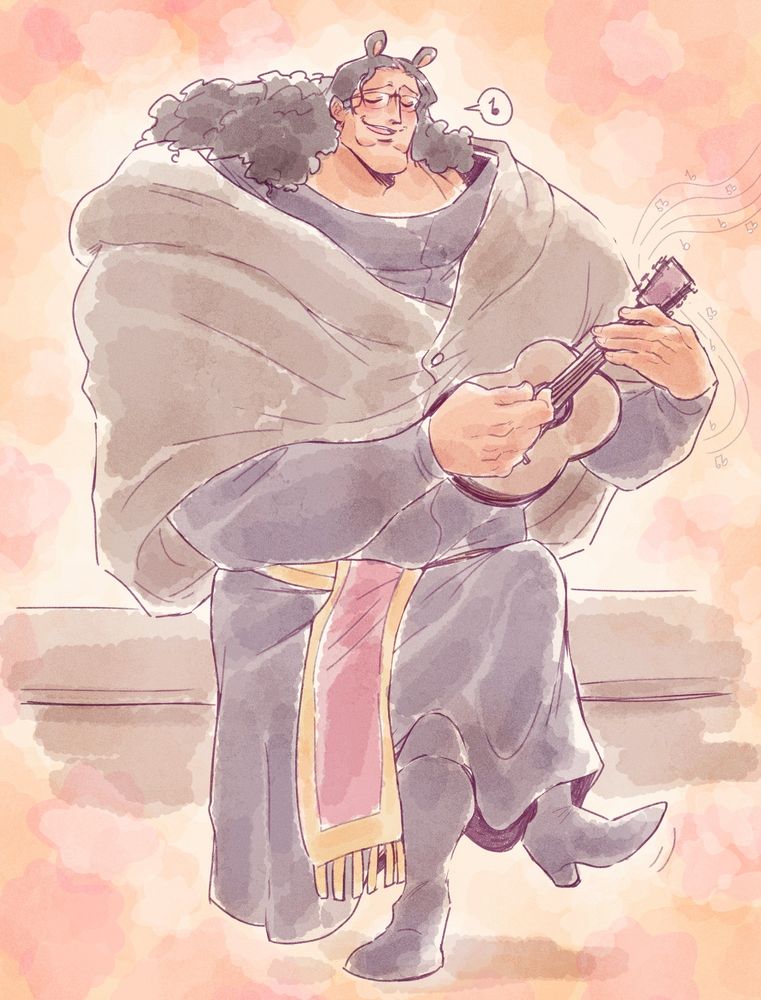 Bartholomew Kuma playing a guitar 