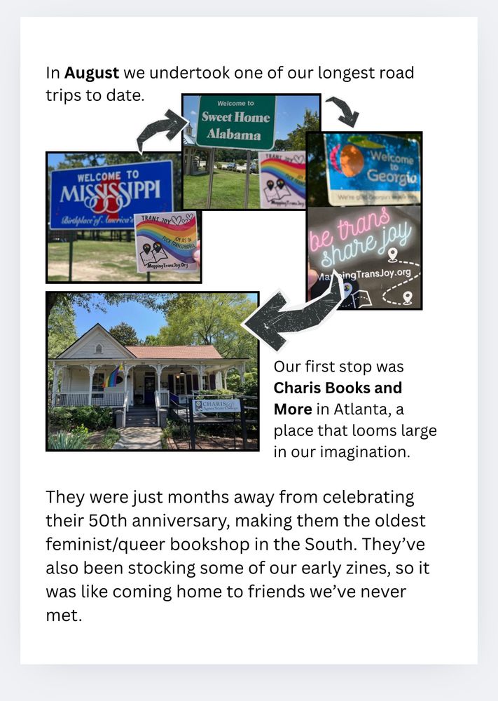 Zine page about trip to ATL for an event at Charis Books & More