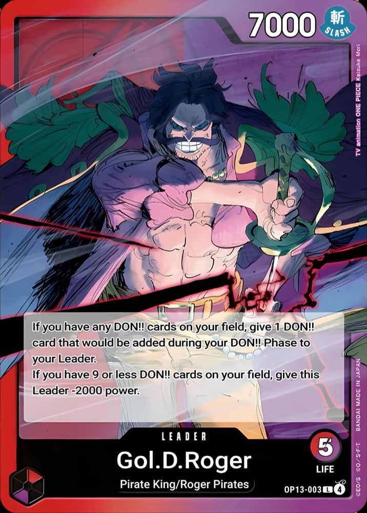 Gol D Roger leader card from the One Piece Card Game. Image from the OPTCG Fan Discord server.