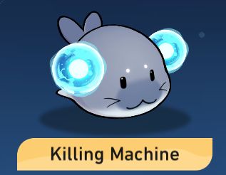 A seal from Honkai Star Rail, charging up two blue spheres for an attack. Under them is the title "Killing Machine"