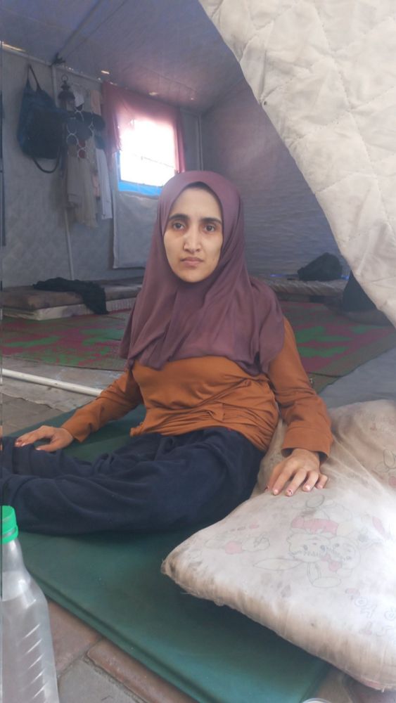 Maali in the tent.