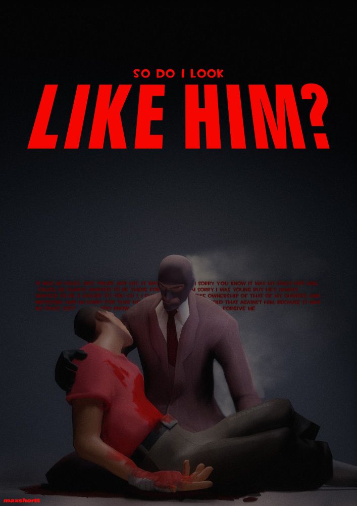 recreation of TF2 comics art of Scout's death and Spy holding his body.