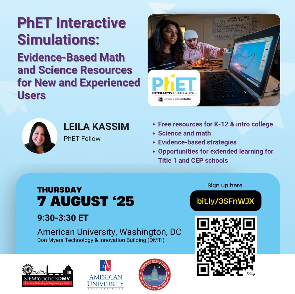 Inperson PhET webinar flyer at the American University on August 7th