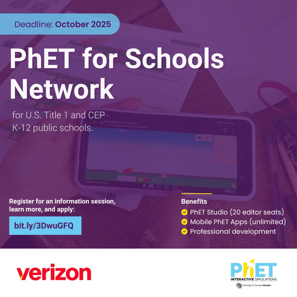PhET for School Access promotional banner - showing the projectile motion sim on a mobile phone.