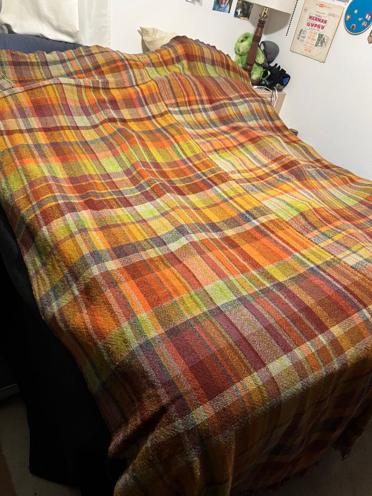 Handwoven plaid fabric with 9 different colors