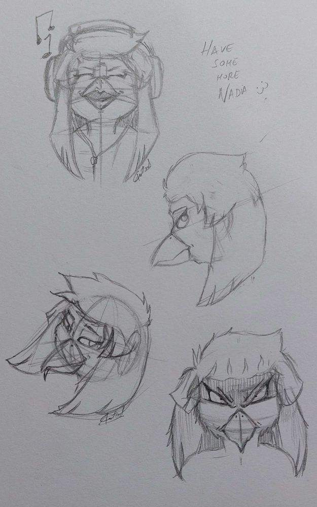 Some more headshot sketches of Nadia Hasegawa, by Gator