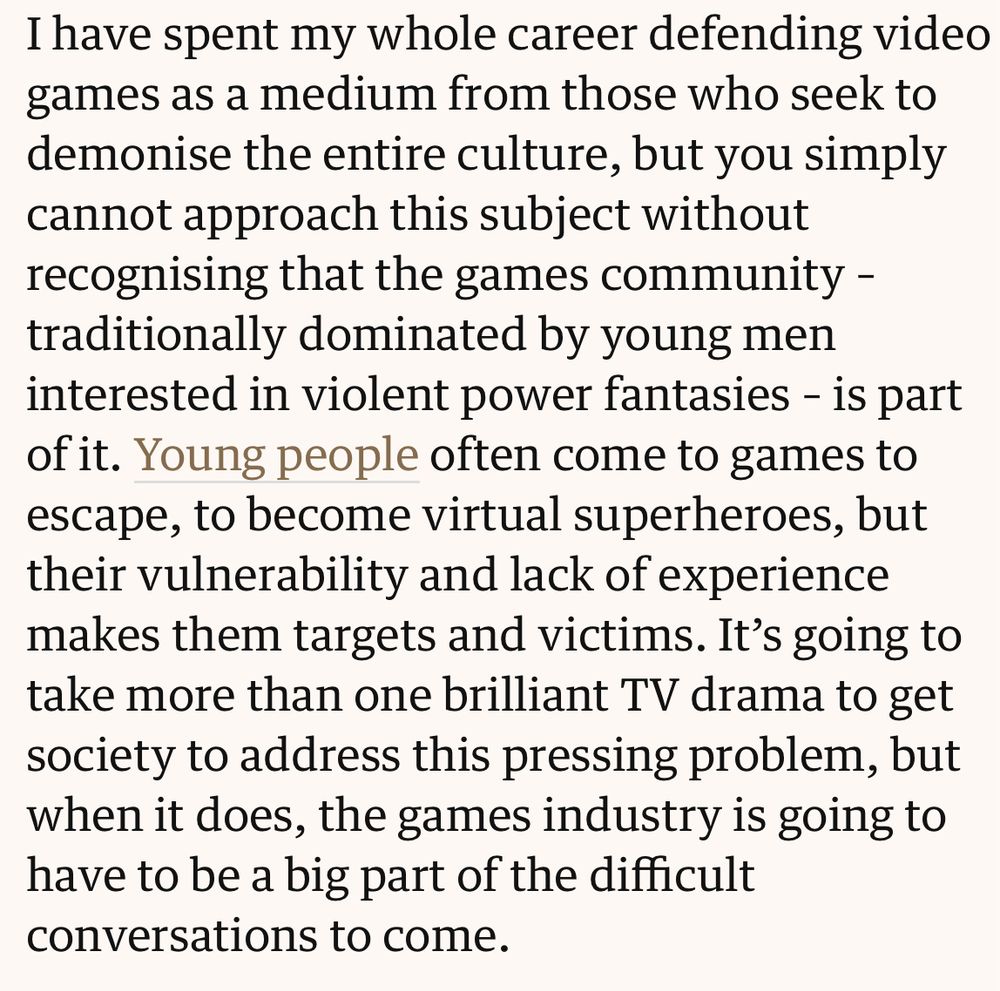 Paragraph describing the line between moral panic about video games and recognizing the real issues with the culture and community.