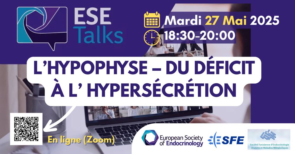 Flyer webinaire sur l'hypophyse du déficit à l'hypersécrétion le 27 mai 2025 à 18h30