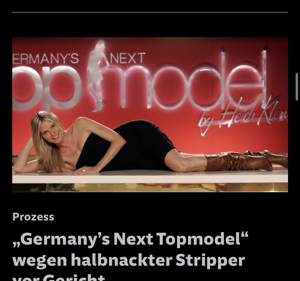 SZ:
GERMANY'S
 NEXT
 Prozess
 „Germany's Next Topmodel"
 wegen halbnackter Stripper