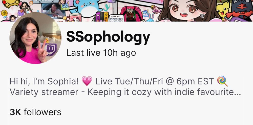 Twitch profile header showcasing 3k followers