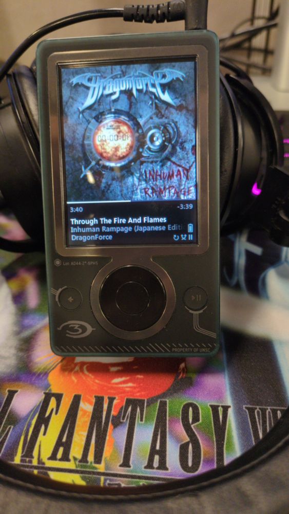 Halo 3 Zune playing Dragonforce's Through The Fire and Flames. In 2025.