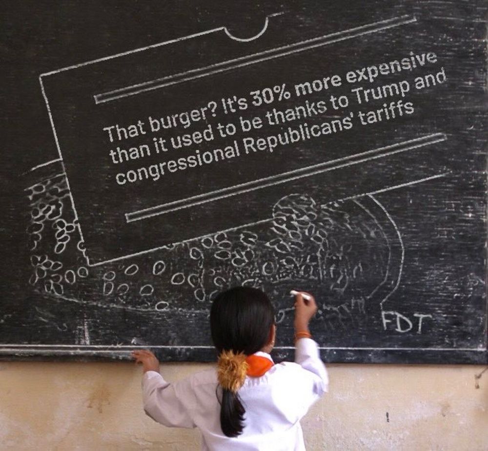 That burger? It's 30% more expensive than it used to be thanks to Trump and congressional Republicans' tariffs
FDT
