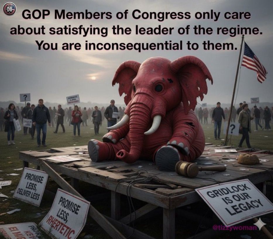 GOP Members of Congress only care about satisfying the leader of the regime.
You are inconsequential to them.