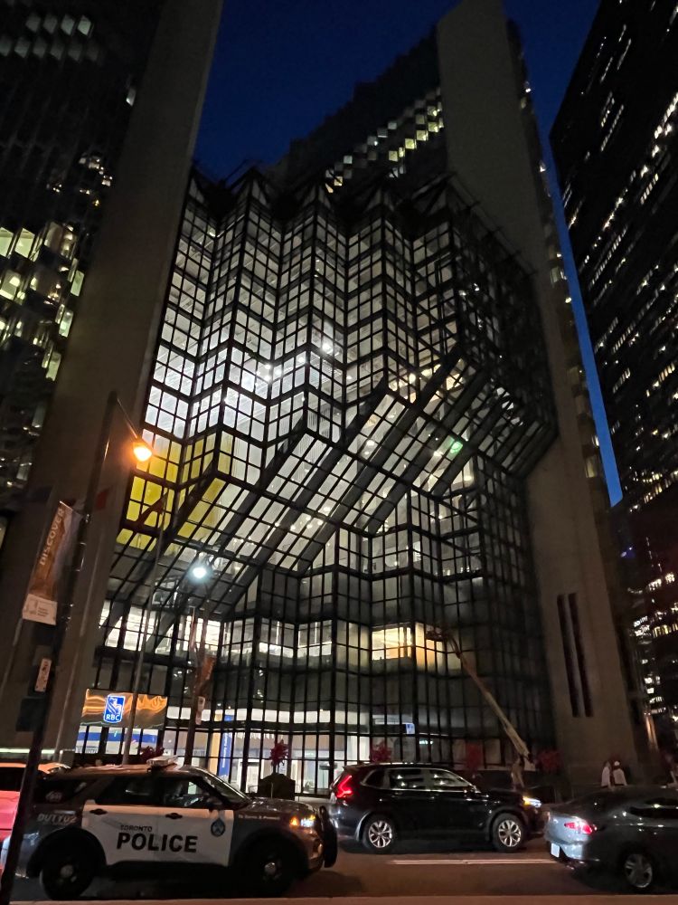 Cool building with jagged glass architecture 