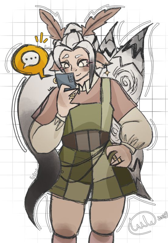 my sona lulu with a phone, and a cottagecore fit