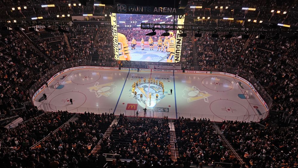 Pittsburgh Penguins before the 2025-26 home opener.