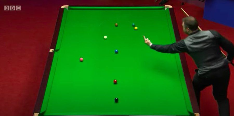 Former professional snookersman Kurt Maflin giving the finger to the white ball. It was 2020 mid-lockdown, everyone was a bit like that.