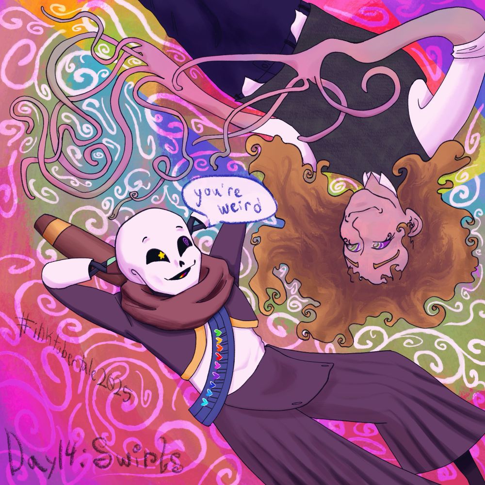 Top: Michael, The Distortion (from The Magnus Archives)
Bottom: Ink Sans (fan-made character, alternate version of Sans from Undertale, created by Myebi/Comyet) 