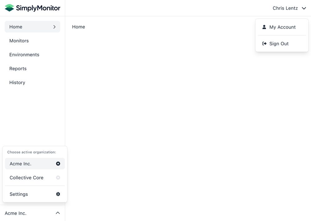 SimplyMonitor App Layout