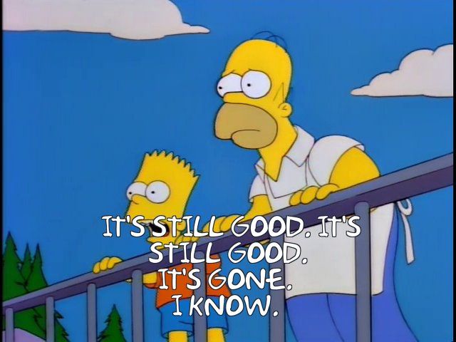 Bart and Homer watching bbq disappear