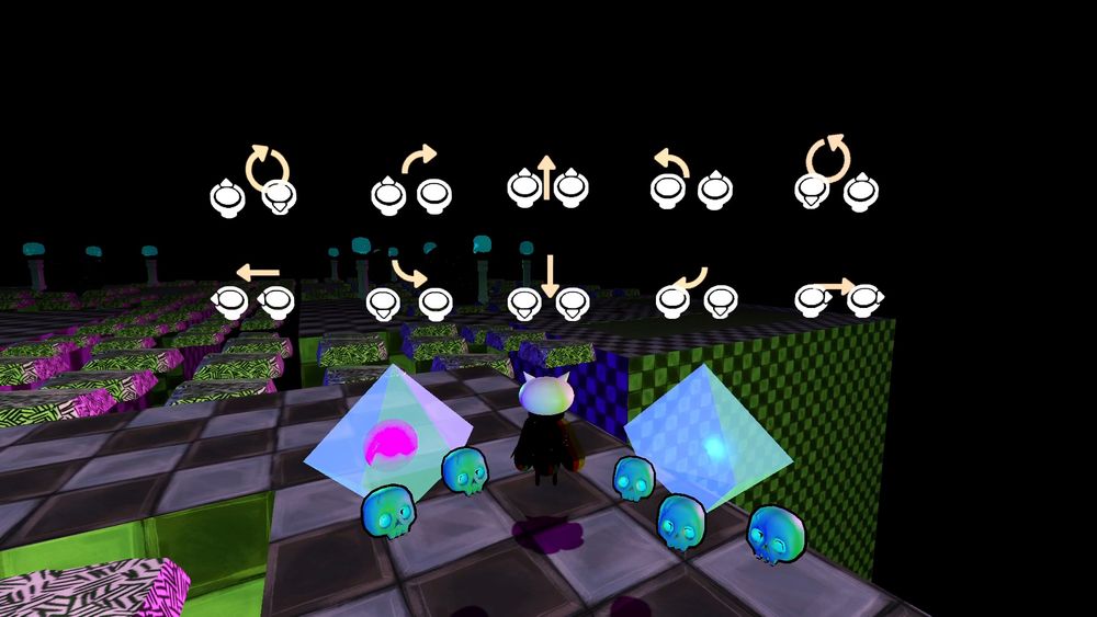 Screenshot of video game, Bone March, in which the player is looking at a display for the control scheme featuring two gamepad joysticks.  