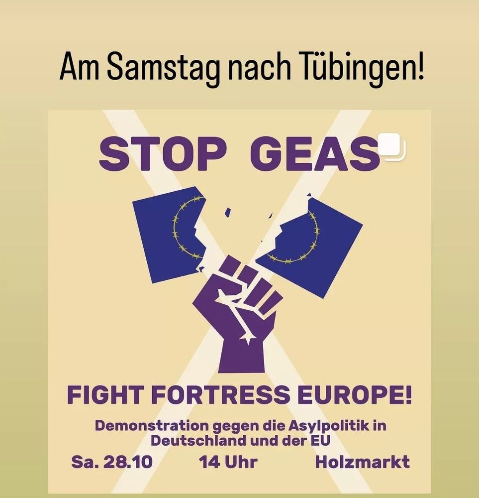 Stop GEAS
FIGHT FORTRESS EUROPE!
Demonstration gegen die Asylpolitik in Deutschland und der EU 
Samstag, 28.10., 14 Uhr am Holzmarkt