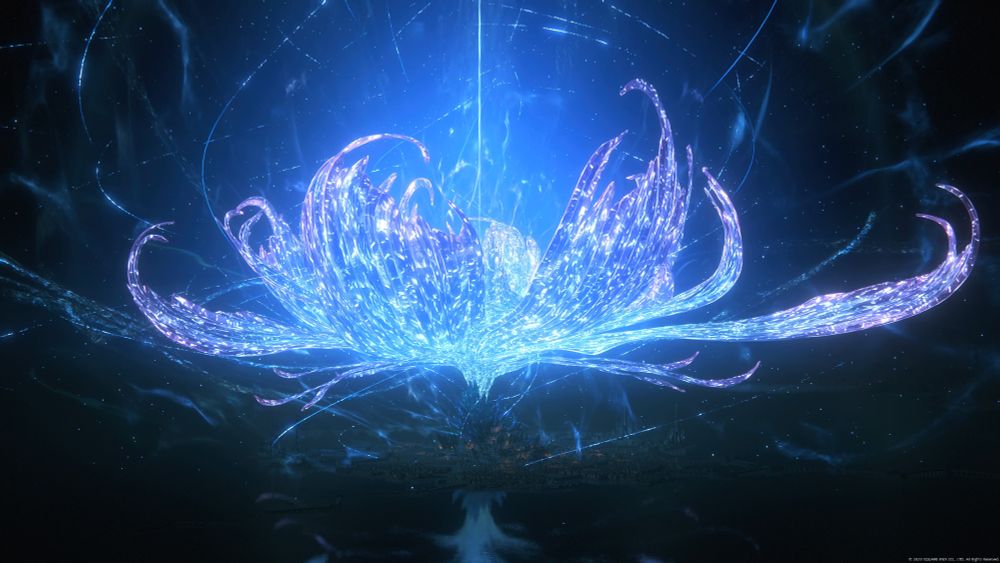 The mothercrystal overseeing Sanbreque blooms setting the stage for the fight with Bahamut