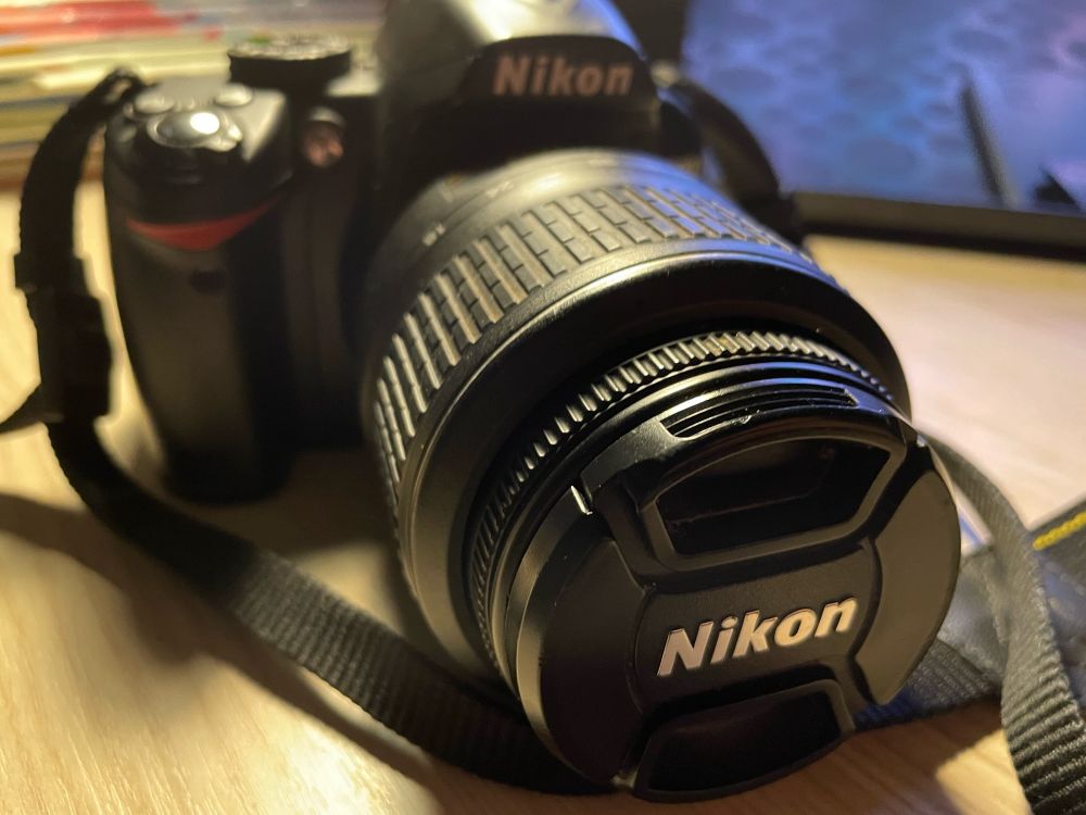 A Nikon d3000 dslr camera