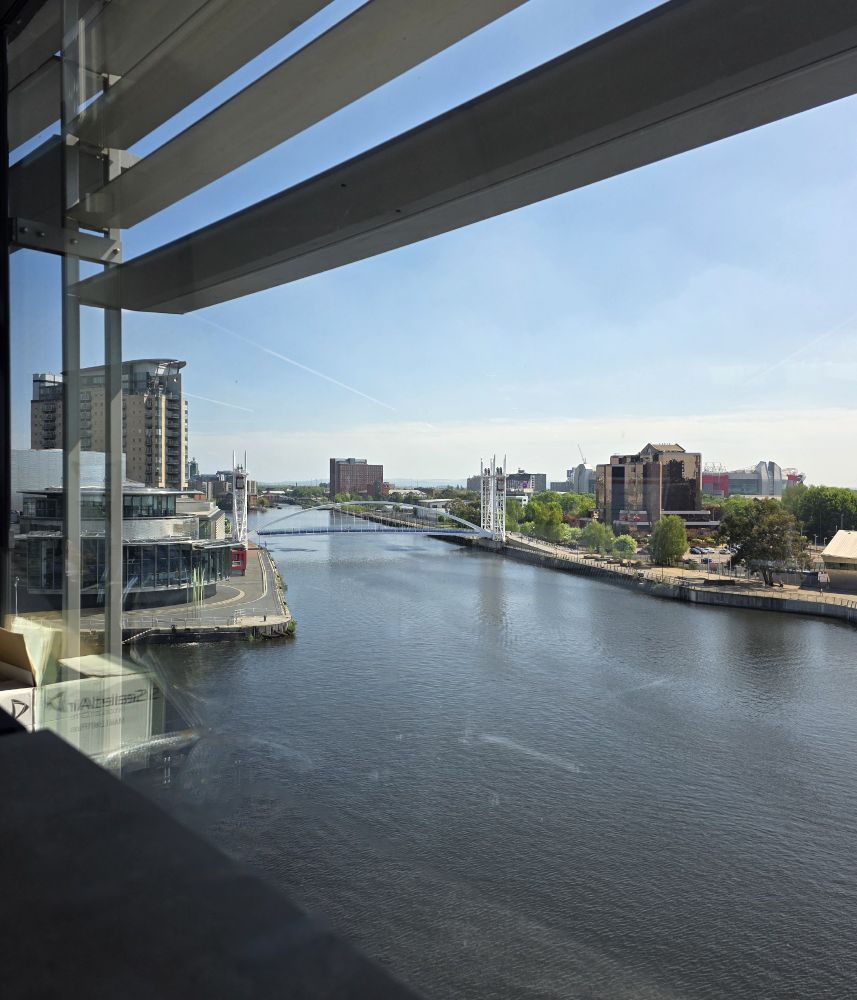 View of Manchester ship canal from BBC Quay House