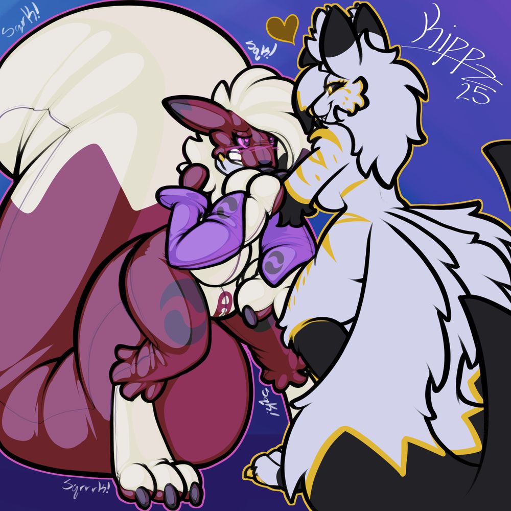 Sabinmoon post TF-d into a permagrinning rubber Renamon Toy being hypnotized by me as my white/black/gold kitsune self! Her whole body is squeaking while I hold onto her head and she holds one of my arms.