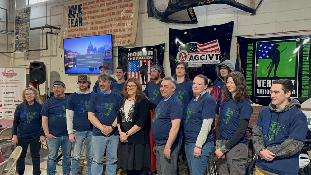 VCBB Executive Director Christine Hallquist with group of graduates of the Broadband Technician Apprenticeship/Pre-Apprenticeship Training