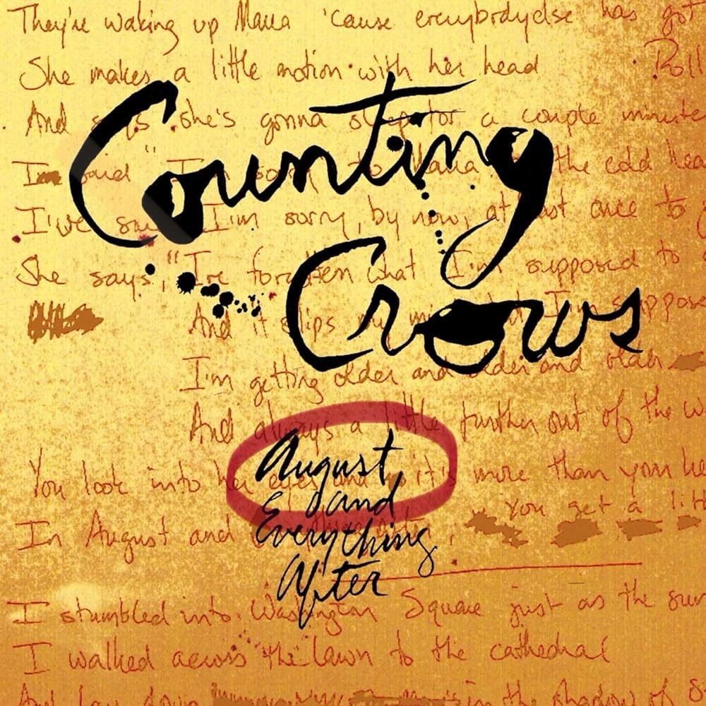 The cover of August and Everything After by Counting Crows with the word “August” circled with digital paint. 