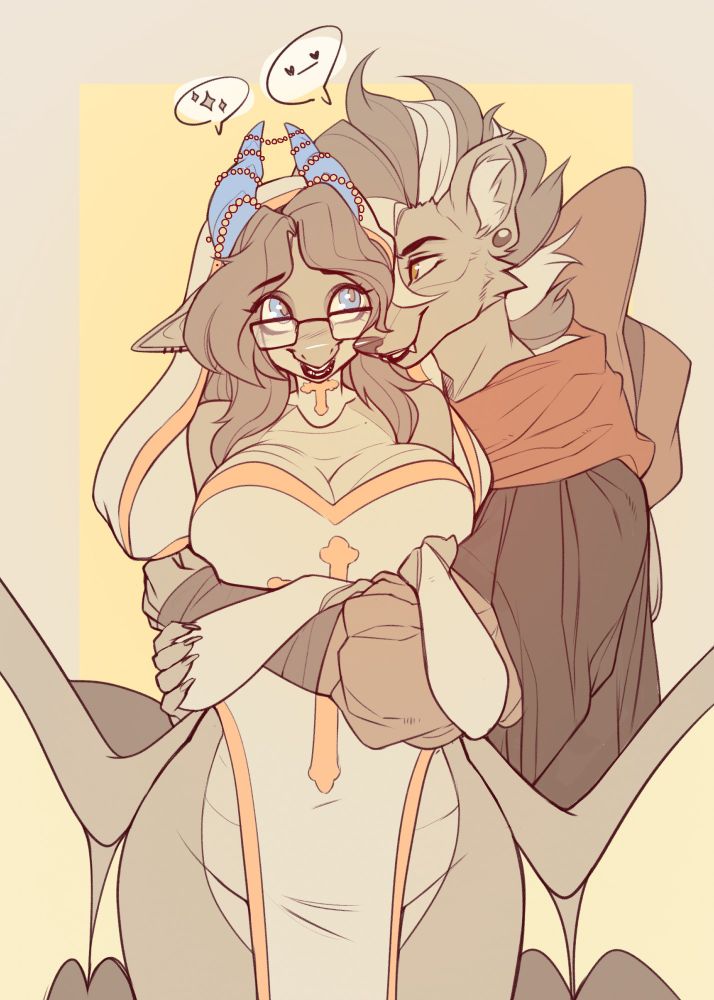 Cae's OC hugging mine sharing a tender moment after a hard earned battle in DND