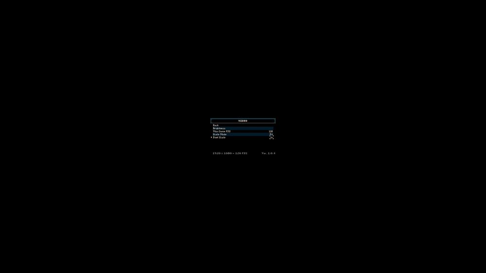 a settings menu from the game "mina the hollower". the pixel art is extremely small as the scale size is set to 1x on a 1080p display
