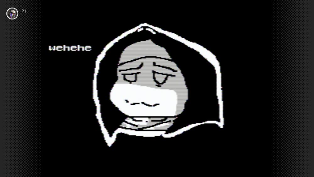 a nun (darcy from misericorde) saying "wehehe" in mario paint